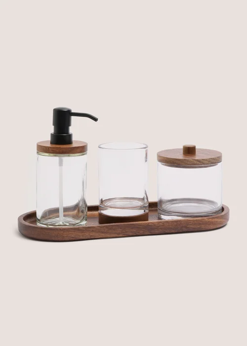 Wood Glass Basin Set Image 1
