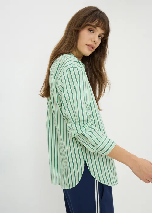 Green Stripe Poplin Shirt - Size 8 Image 2
