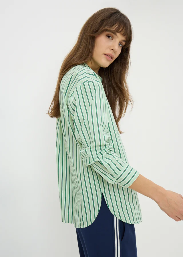 Green Stripe Poplin Shirt