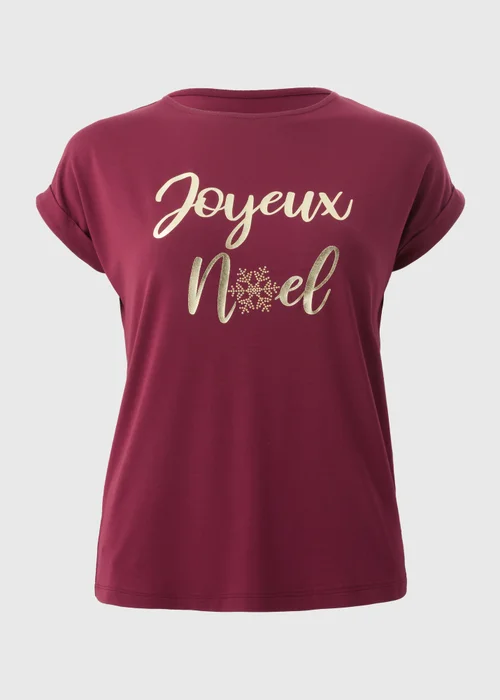 Burgundy Joyeux Noel T-Shirt - Size 12 Image 2