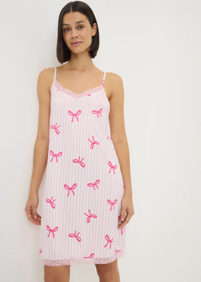 Pink Bow Stripe Chemise Nightie