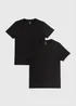 2 Pack Black T-Shirt Vest Tops - Small Image 1