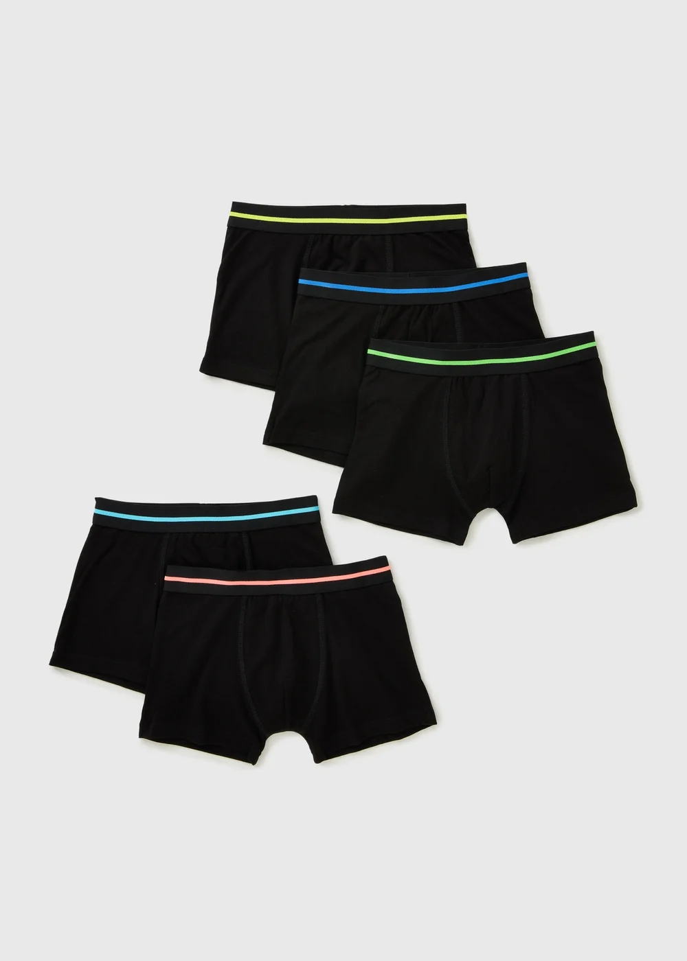 5 Pack Boys Black Neon Trunks (2-16yrs) - Age 2 - 3 Years Image 1