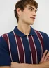 Navy Stripe Ribbed Smart Polo Shirt - Small Image 2