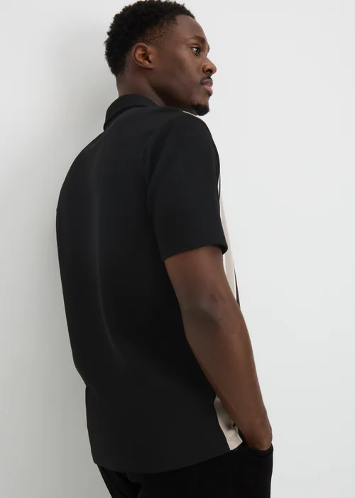 Brown Smart Ribbed Striped Polo Top - XXXL Image 3