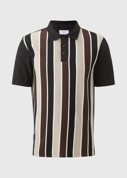 Brown Smart Ribbed Striped Polo Top - XXXL Image 4