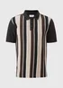 Brown Smart Ribbed Striped Polo Top - XXXL Image 4