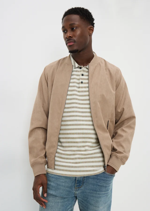 Ecru Geo Stripe Smart Polo Shirt