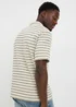 Ecru Geo Stripe Smart Polo Shirt - Small Image 3