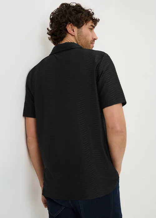 Black Wave Texture Smart Polo Shirt - Small Image 3