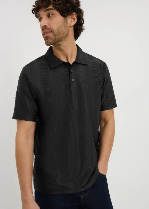 Black Wave Texture Smart Polo Shirt - Small Image 1