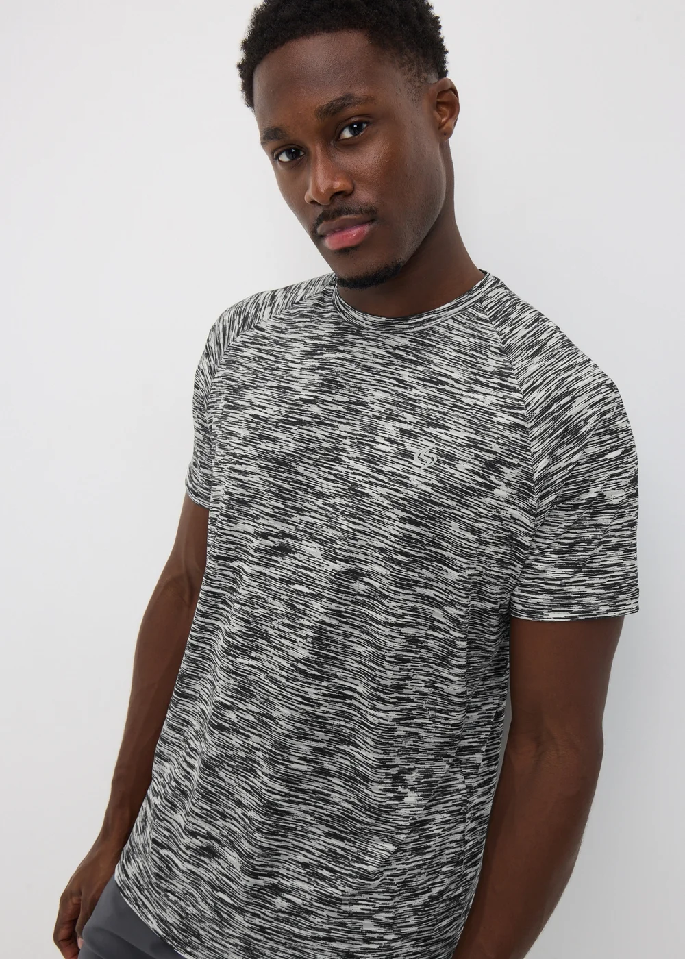 Souluxe Grey Texture Space Dye T-Shirt - Small Image 1