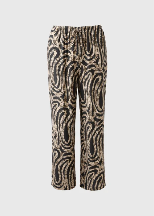 Black Woven Printed Wide Leg Co Ord Trousers - Size 14 29 leg Image 4