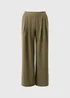 Khaki Woven Wide Leg Trousers. - Size 14 29 leg Image 2