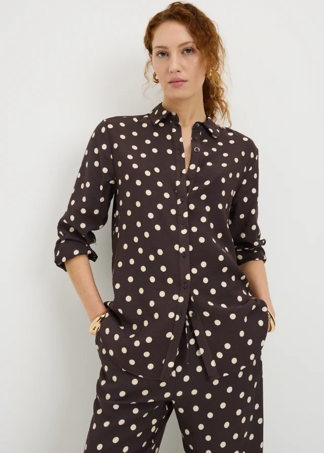 Brown Spot Print Shirt