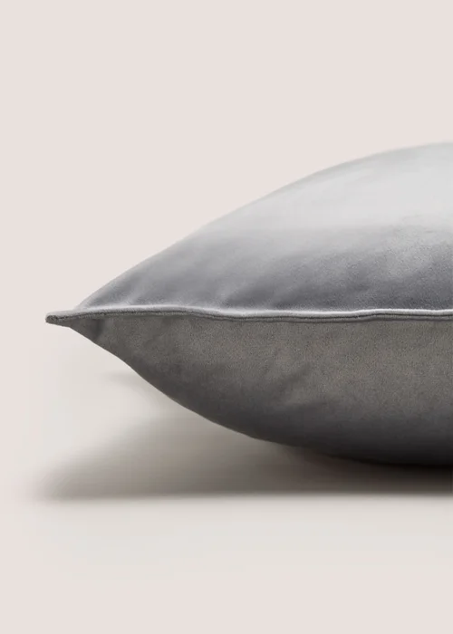 Grey Plain Velvet Cushion Image 2