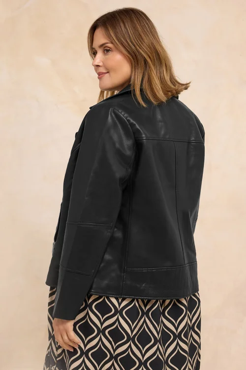 Evans Curve Black Faux Leather Biker Jacket - 20 Image 3