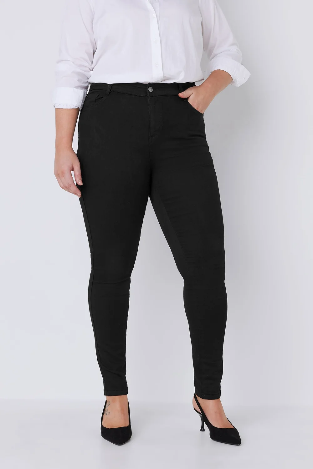 Evans Curve Black High Waisted Skinny Jeans - 16/L28 Image 2