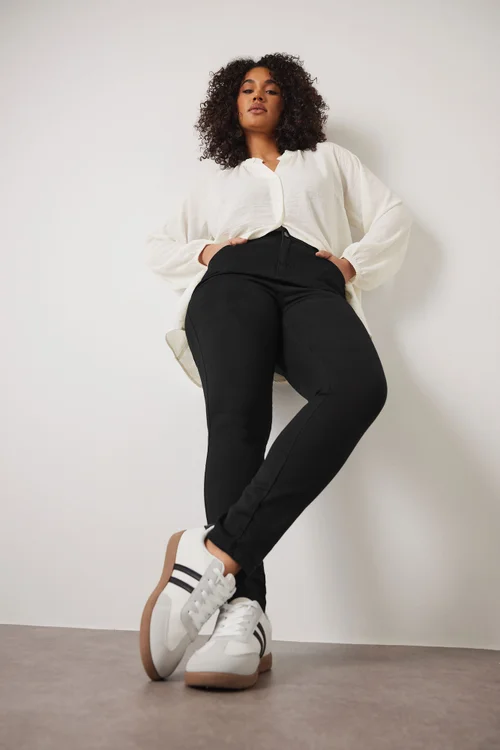 Evans Curve Black High Waisted Skinny Jeans - 16/L28 Image 1