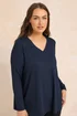 Evans Curve Navy Blue Premium Ribbed Modal Blend Swing Top - Size 26-28 Image 1