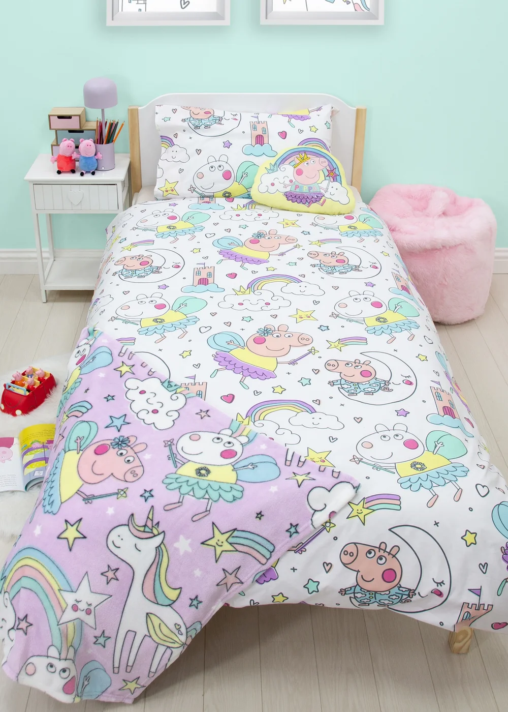 Peppa Bedtime Pink Panel Duvet Cover - Single Image 2