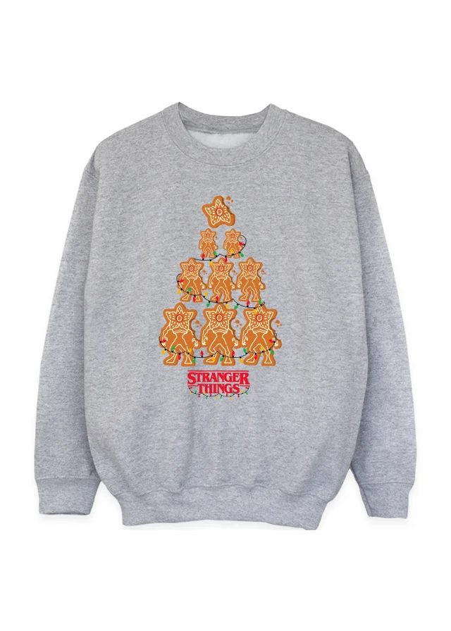 Ada & Ted Netflix Stranger Things Gingerbread Boys Grey Graphic Sweatshirt (Age 7-13 Years)