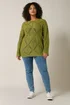 Evans Curve Olive Green Diamond Pointelle Jumper - Size 26-28 Clothing Image 3