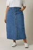 Evans Curve Blue Button Through Denim Maxi Skirt - Size 26-28 Clothing Image 2