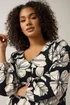 Evans Curve Black Contrast Floral Jersey Crepe Top - Size 30-32 Clothing Image 5
