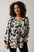 Evans Curve Black Contrast Floral Jersey Crepe Top - Size 30-32 Clothing Image 2