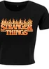Spiral Galaxy Netflix Stranger Things Fire Logo Black Graphic Cropped T-Shirt - Medium Image 2
