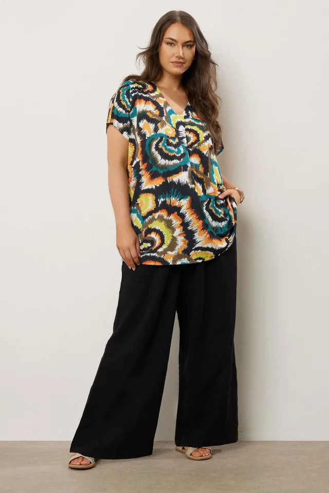 Evans Curve Dark Green Angel Sleeve Jersey Top