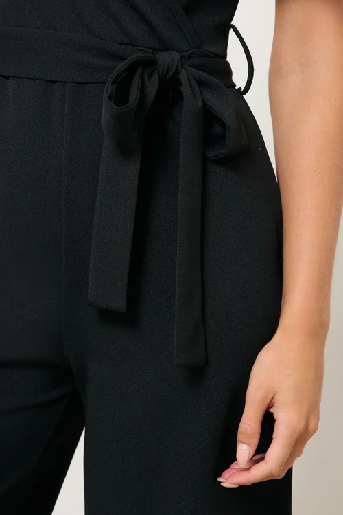 M&Co Petite Black Cropped Jumpsuit - Size 14 Clothing Image 4