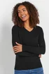 M&Co Black Long Sleeve V-Neck Jumper - Size 22-24 Image 1