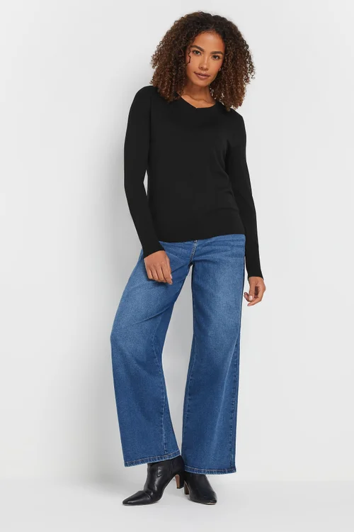 M&Co Black Long Sleeve V-Neck Jumper - Size 22-24 Image 2