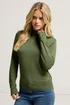 M&Co Petite Fern Green Button Detail Turtle Neck Jumper - Size 12-14 Image 2