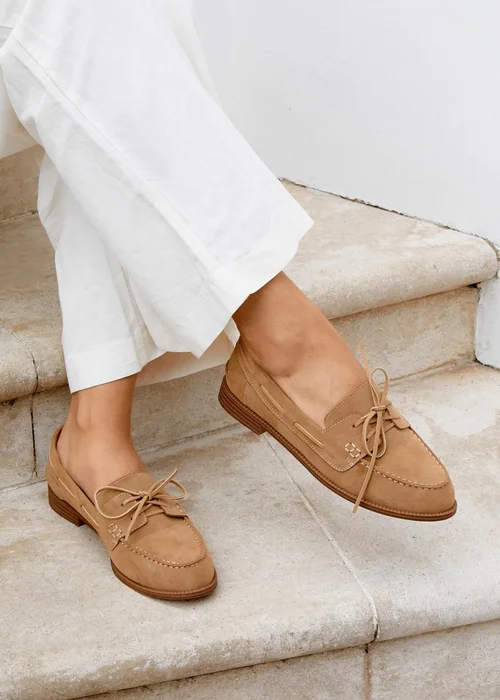 Linzi Vanish Beige Faux Suede Slip On Loafer - Size 6 Image 1