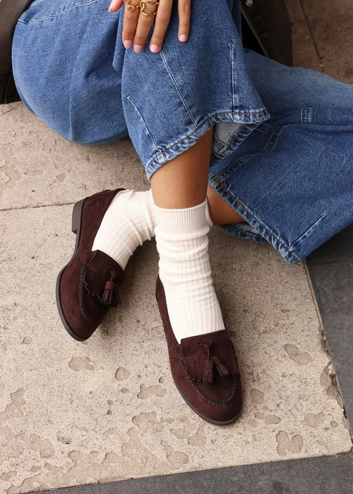 Linzi Rosemary Brown Faux Suede Classic Slip On Loafer - Size 5 Image 1