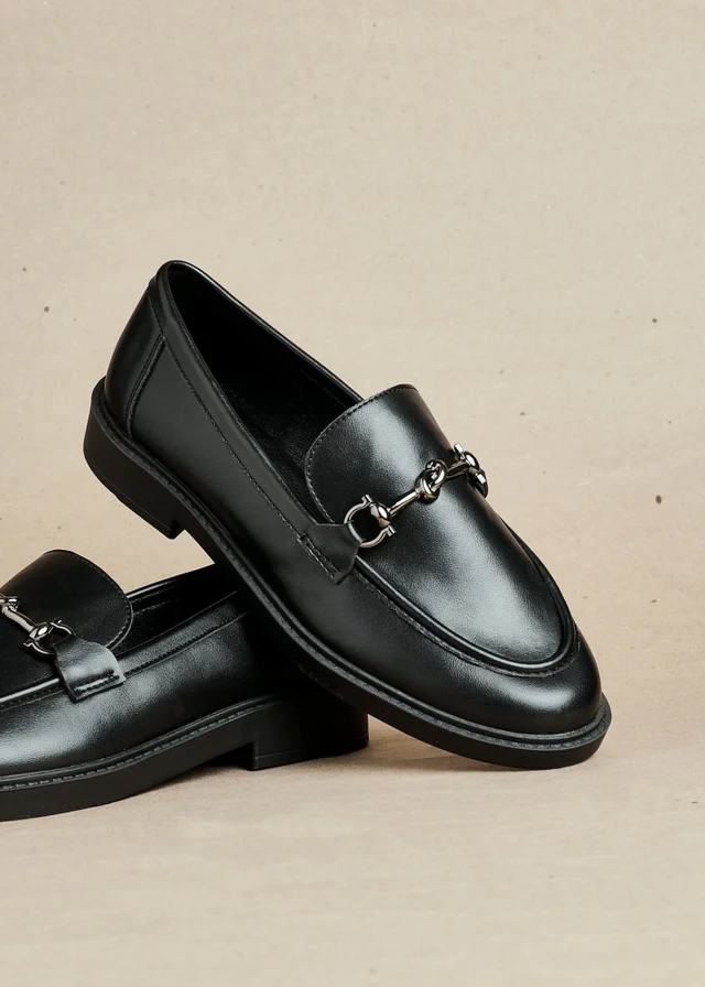 Linzi Elite Black Faux Leather Loafer