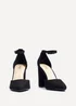 Linzi Mara Black Faux Suede Block Heeled Court Shoe - Size 8 Image 3