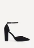Linzi Mara Black Faux Suede Block Heeled Court Shoe - Size 8 Image 2