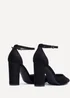 Linzi Mara Black Faux Suede Block Heeled Court Shoe - Size 8 Image 4