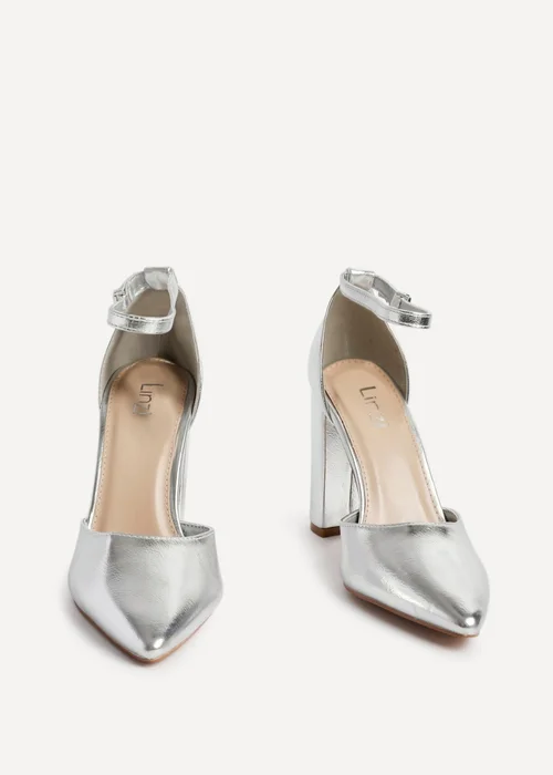 Linzi Mara Silver Faux Leather Block Heeled Court Shoe - Size 5 Image 3