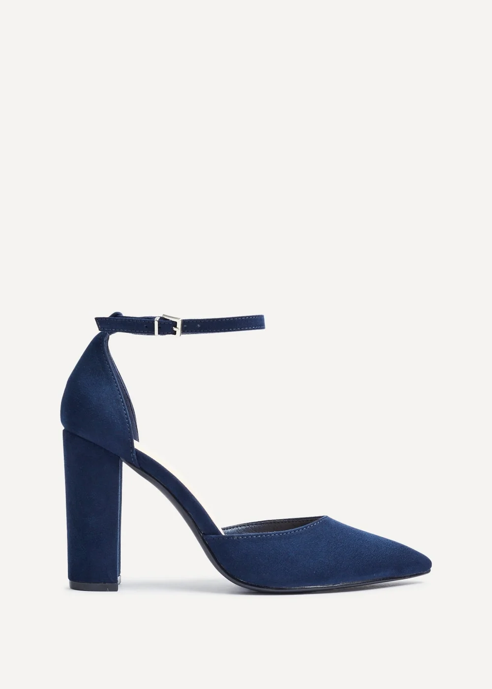 Linzi Mara Navy Faux Suede Block Heeled Court Shoe - Size 4 Image 2