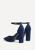 Linzi Mara Navy Faux Suede Block Heeled Court Shoe - Size 4 Image 5