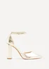 Linzi Mara Gold Faux Leather Block Heeled Court Shoe - Size 4 Image 2