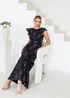 Anaya With Love Black Floral Flutter Sleeve Maxi Dress - 18 Image 5