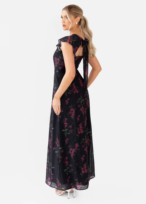 Anaya With Love Black Floral Flutter Sleeve Maxi Dress - 18 Image 2