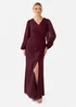 Anaya With Love Maroon Faux Wrap Blouson Sleeve Maxi Dress - 14 Image 1