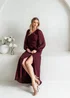 Anaya With Love Maroon Faux Wrap Blouson Sleeve Maxi Dress - 14 Image 6